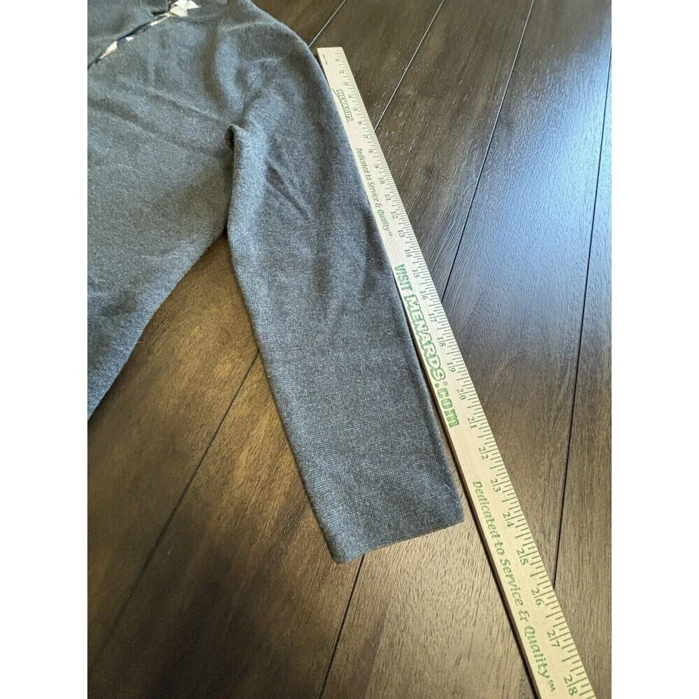 CHICO'S size 1 US M Gray Longline Jacket Cardigan Lightweight Animal Print Back